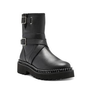 VINCE CAMUTO Womens Black 1" Platform Chain Messtia Toe Leather Booties 5.5 M